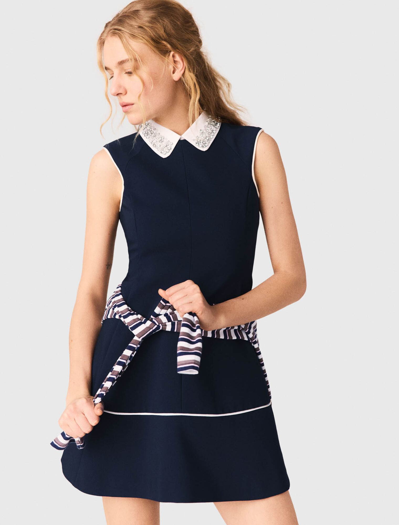 A-Linien-Kleid mit Kontrastpaspeln