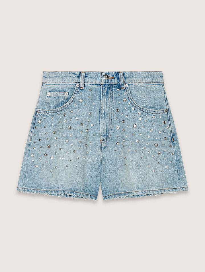Denim-Shorts mit Nieten