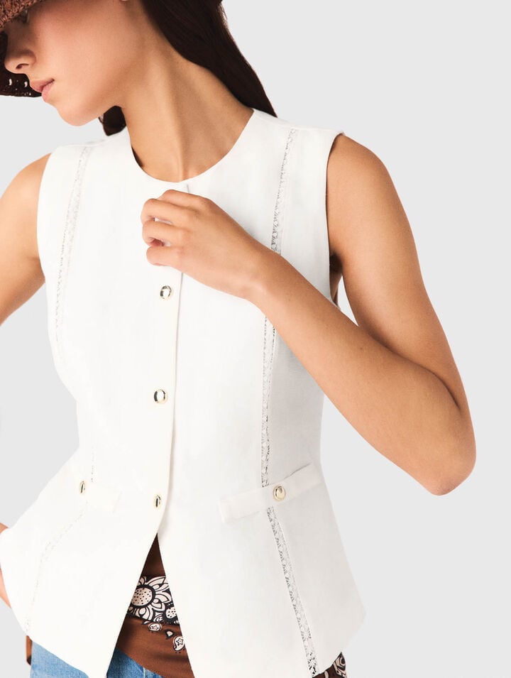 Bestickte Leinenmix-Jacke