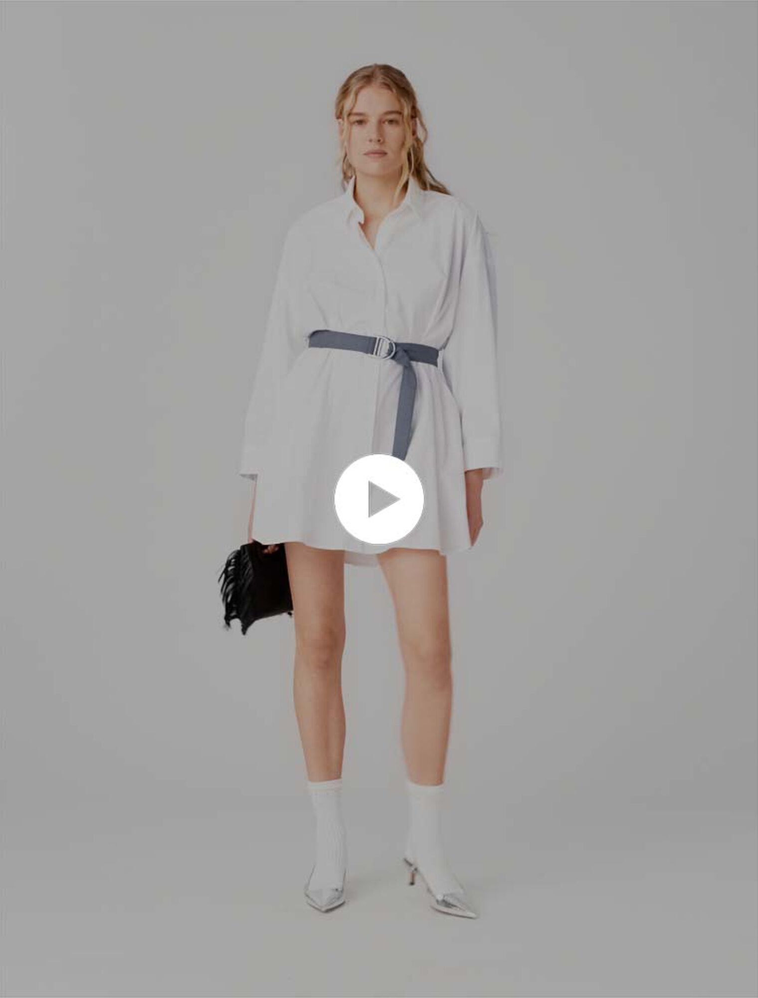 Hemdblusenkleid mit Kontrastg&uuml;rtel