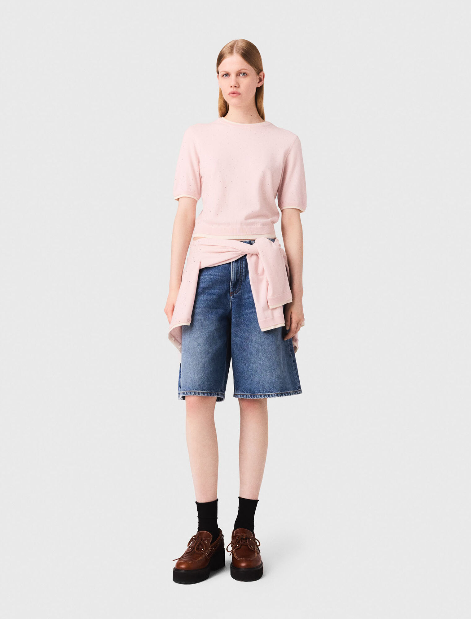 Kurzärmeliger Pullover 100% Wolle