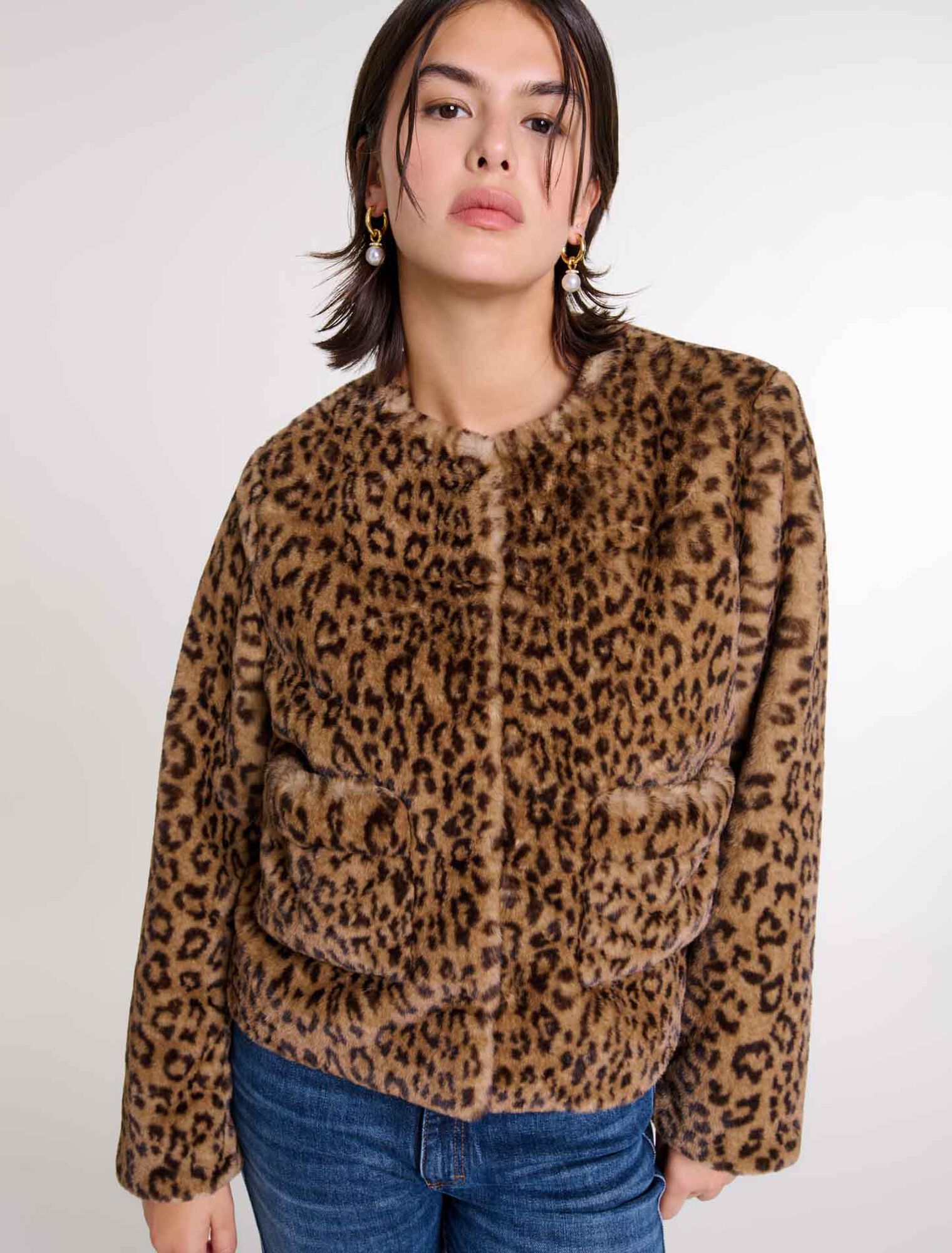 Kurze Kunstpelzjacke