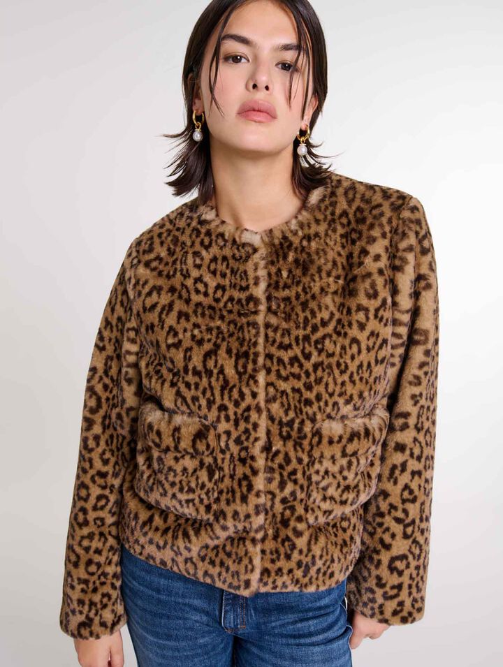 Kurze Kunstpelzjacke