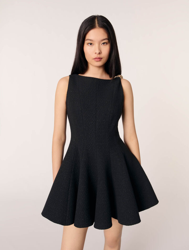 Kurzes ausgestelltes Tweedkleid