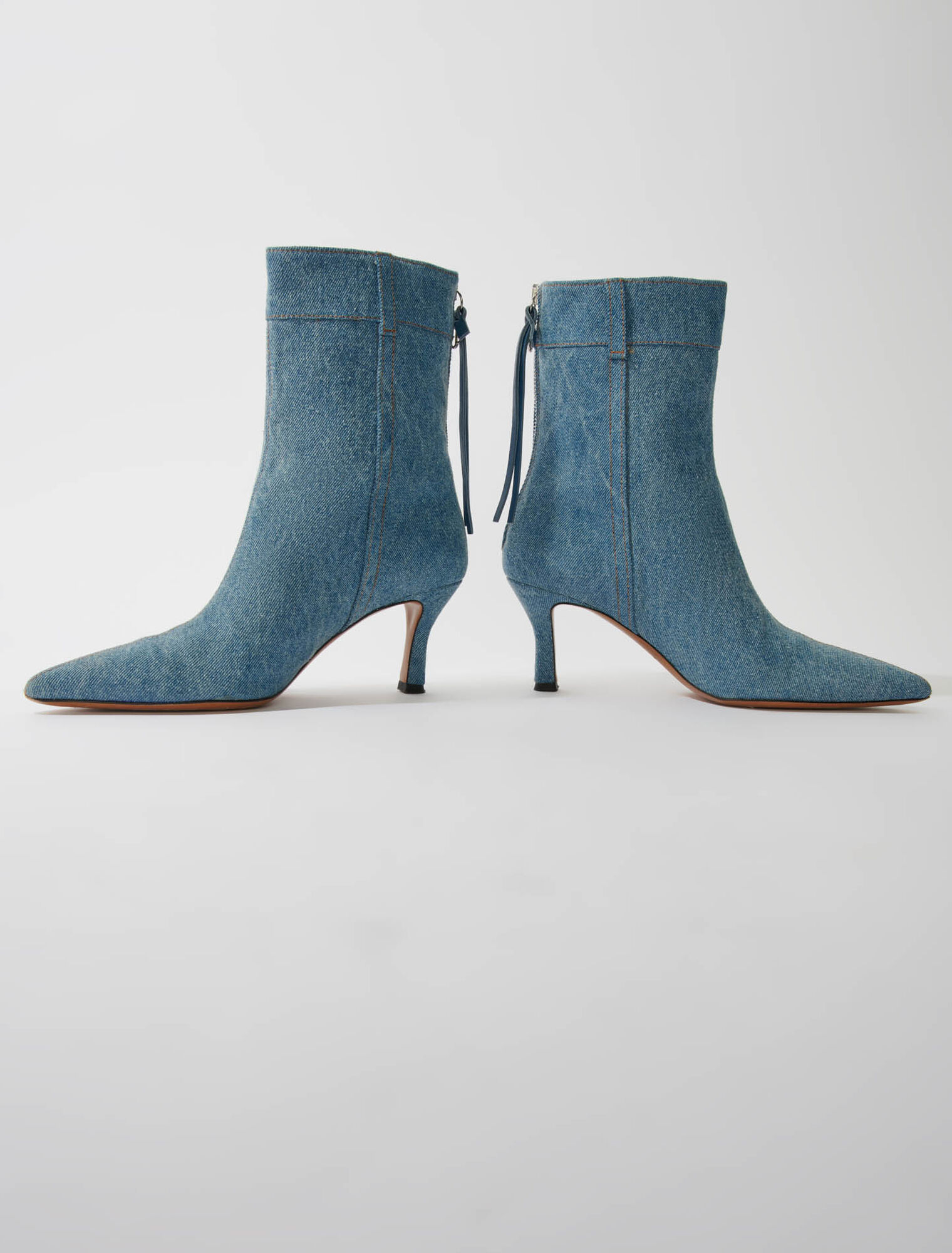 Spitze Denim-Stiefeletten
