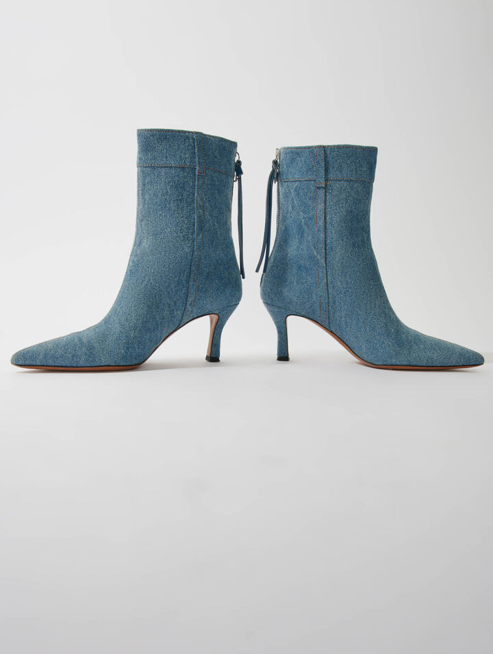 Spitze Denim-Stiefeletten