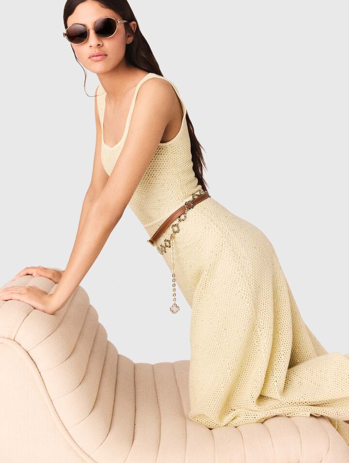 Langes Strickkleid mit Strass