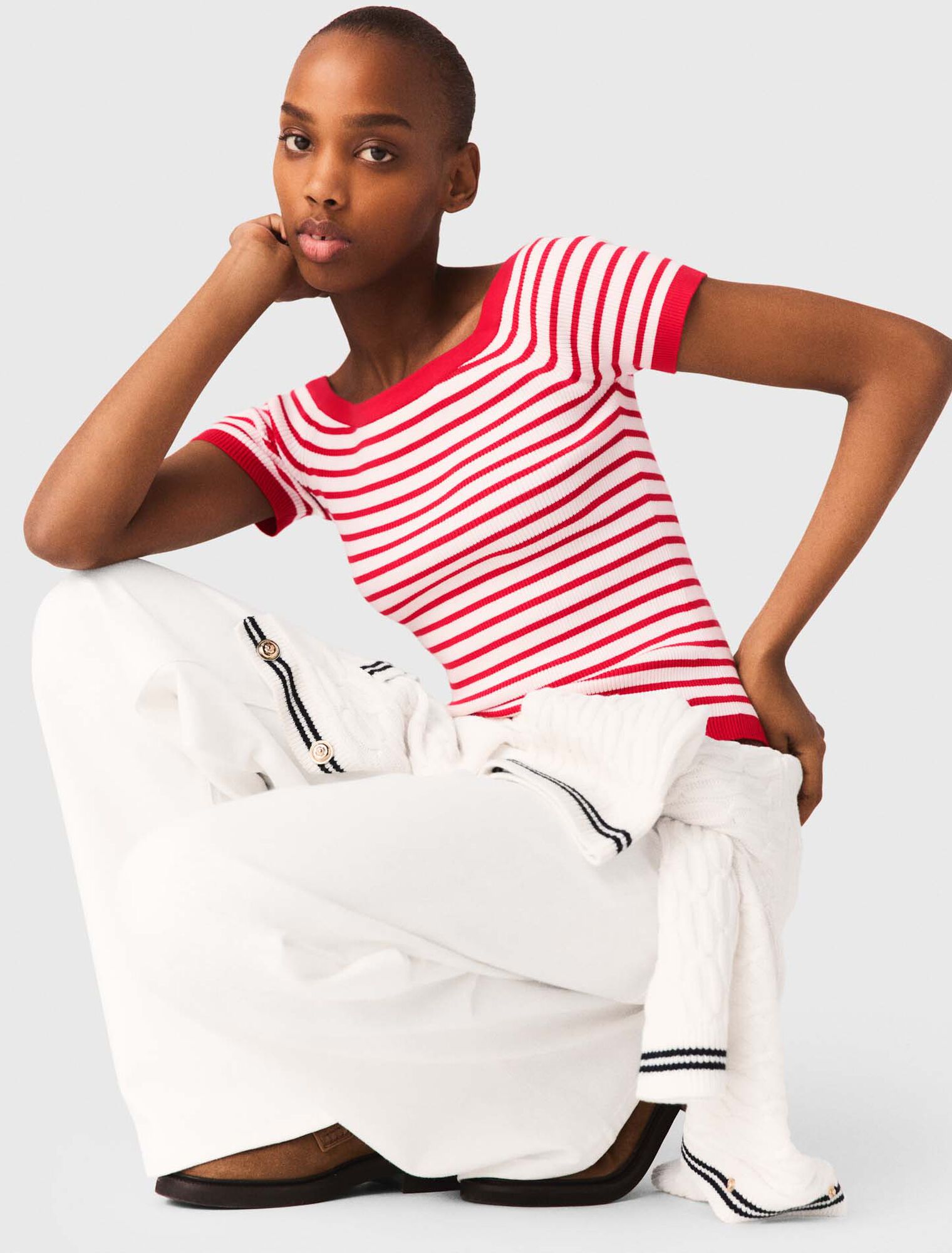 Gestreiftes U-Boot-Top aus Strick