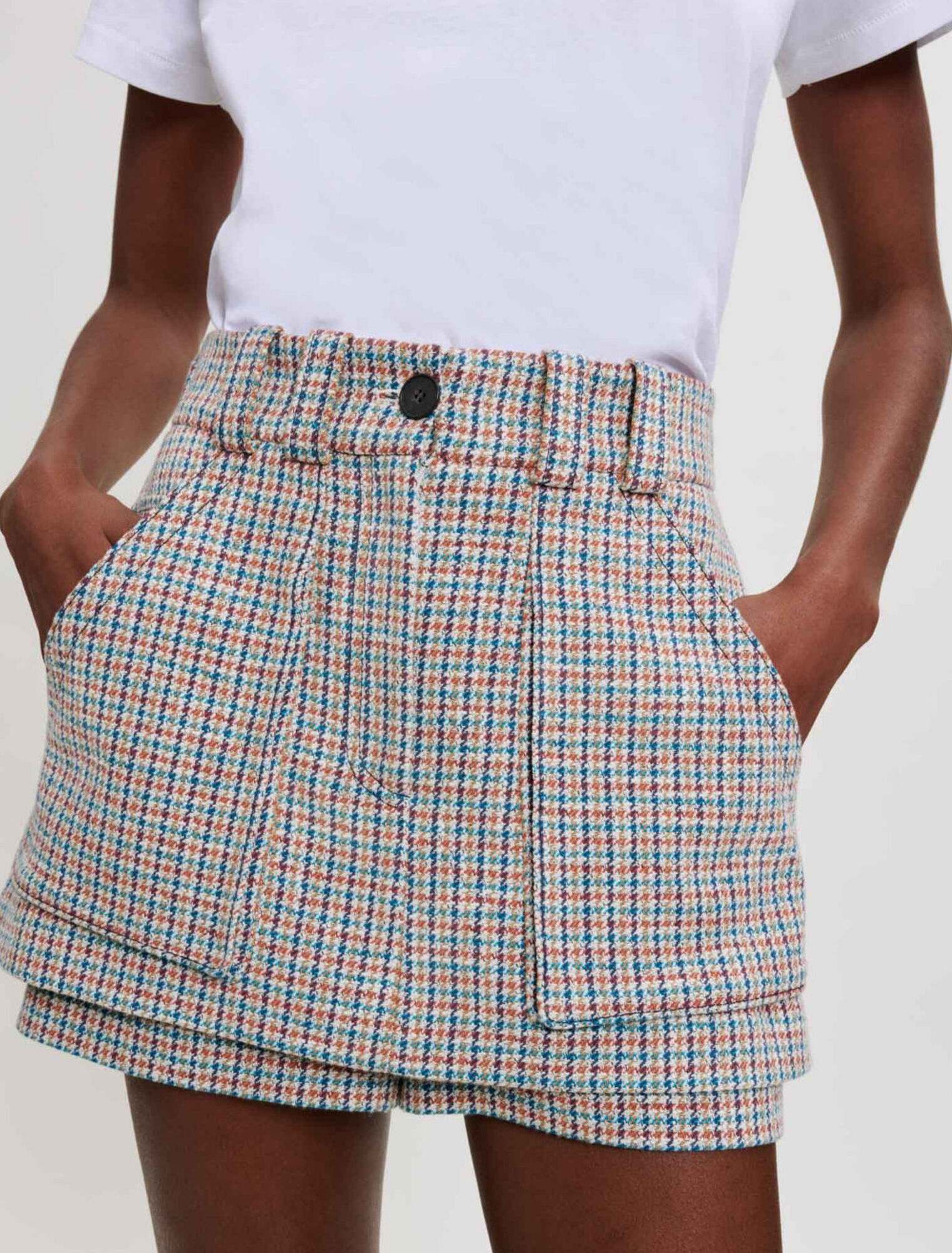 Shorts mit Hahnentrittmuster