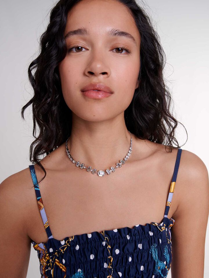 Silber Choker-Halskette mit Strass