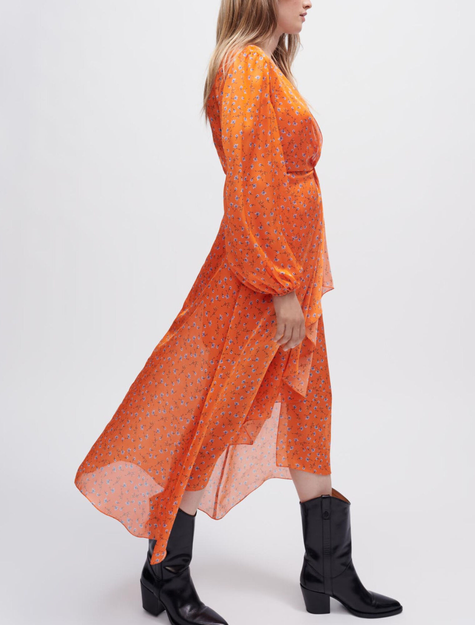 Kleid aus Satin mit Blumenprint