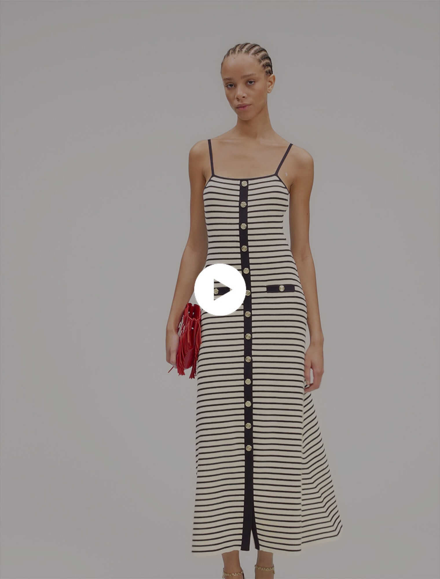 Langes Kleid aus Rippstrick