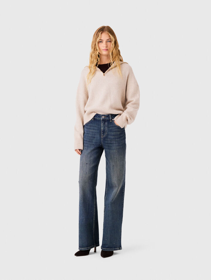 Weite Jeans mit Strass