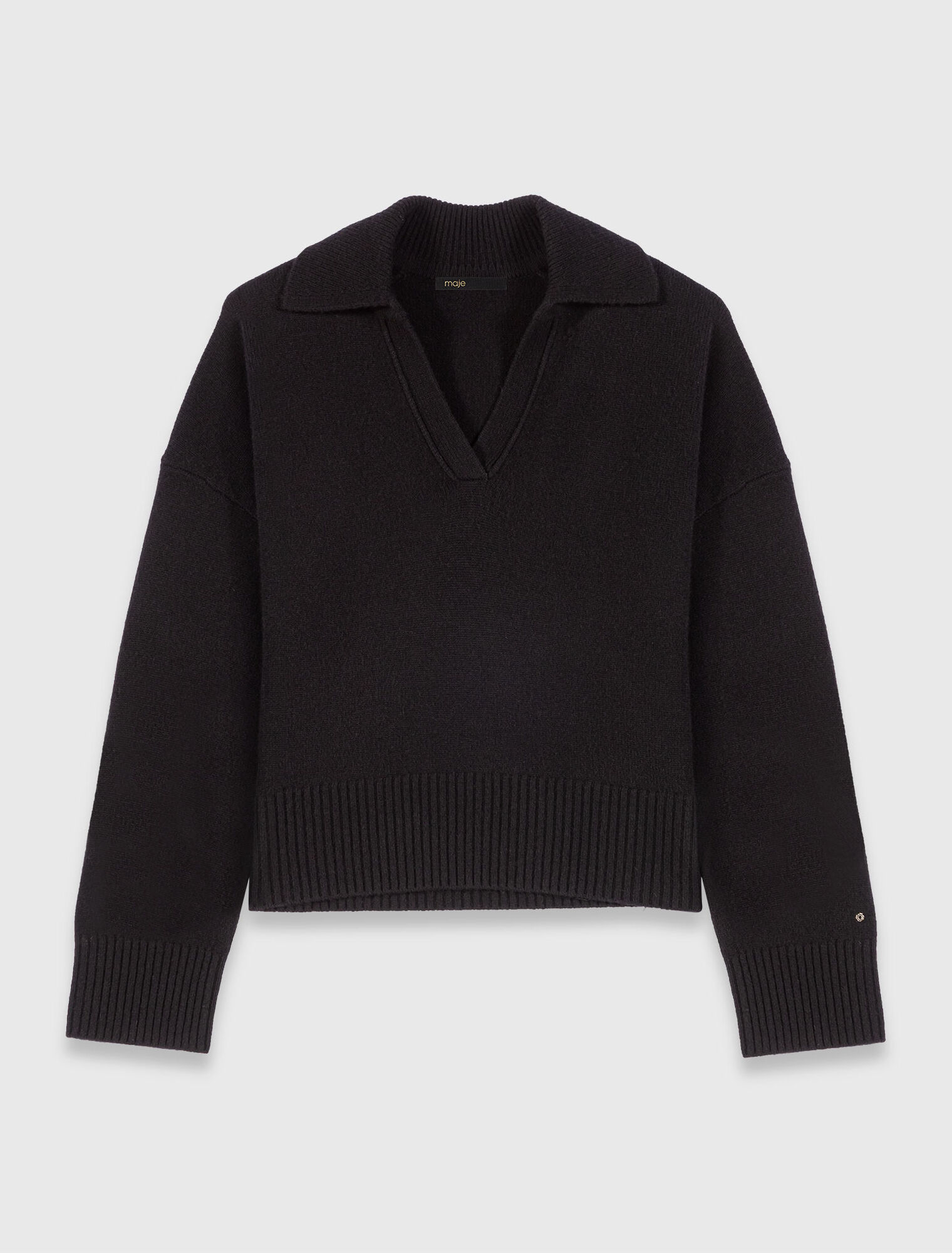Pullover mit offenem Polokragen