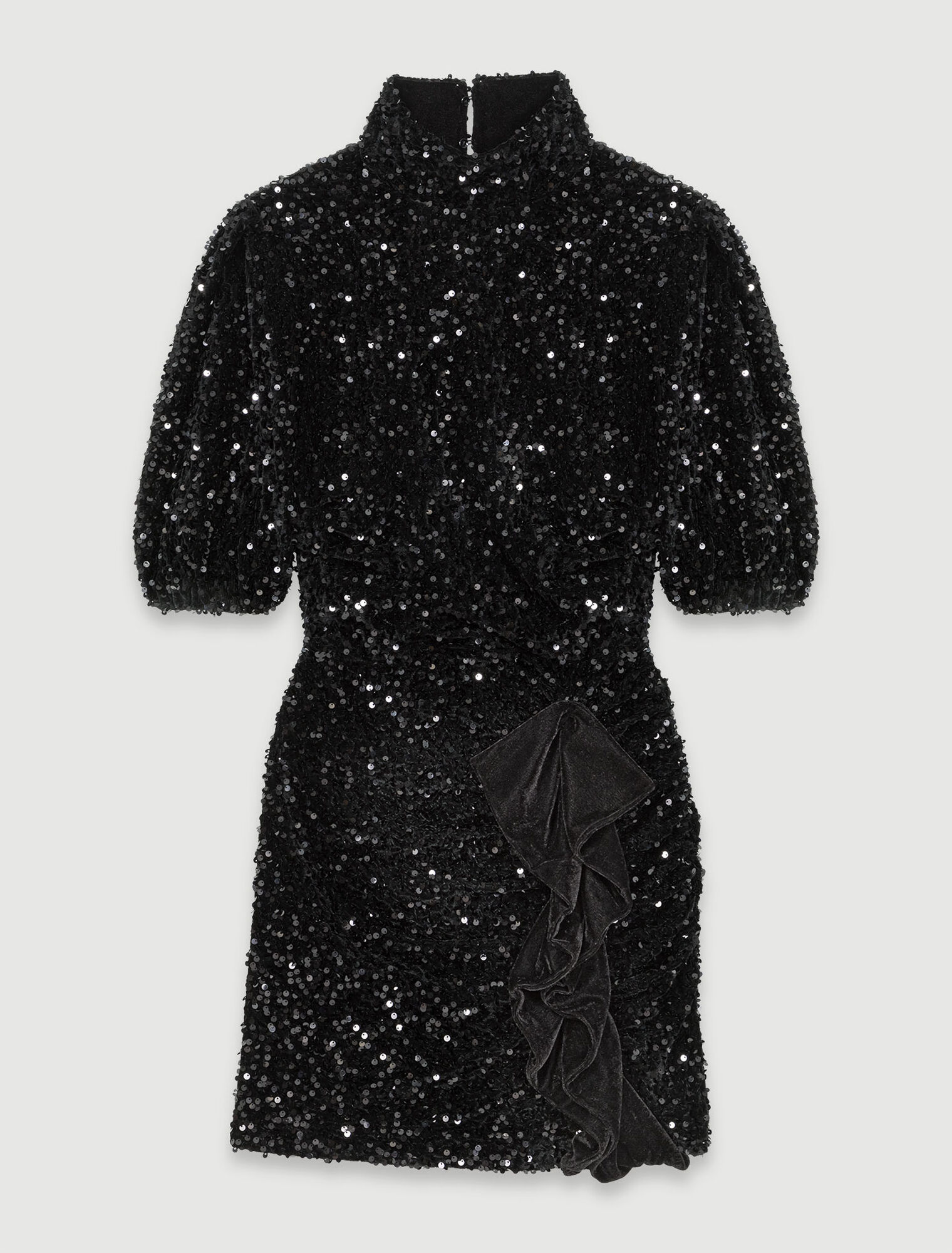 Kurzes Samtkleid mit Pailletten