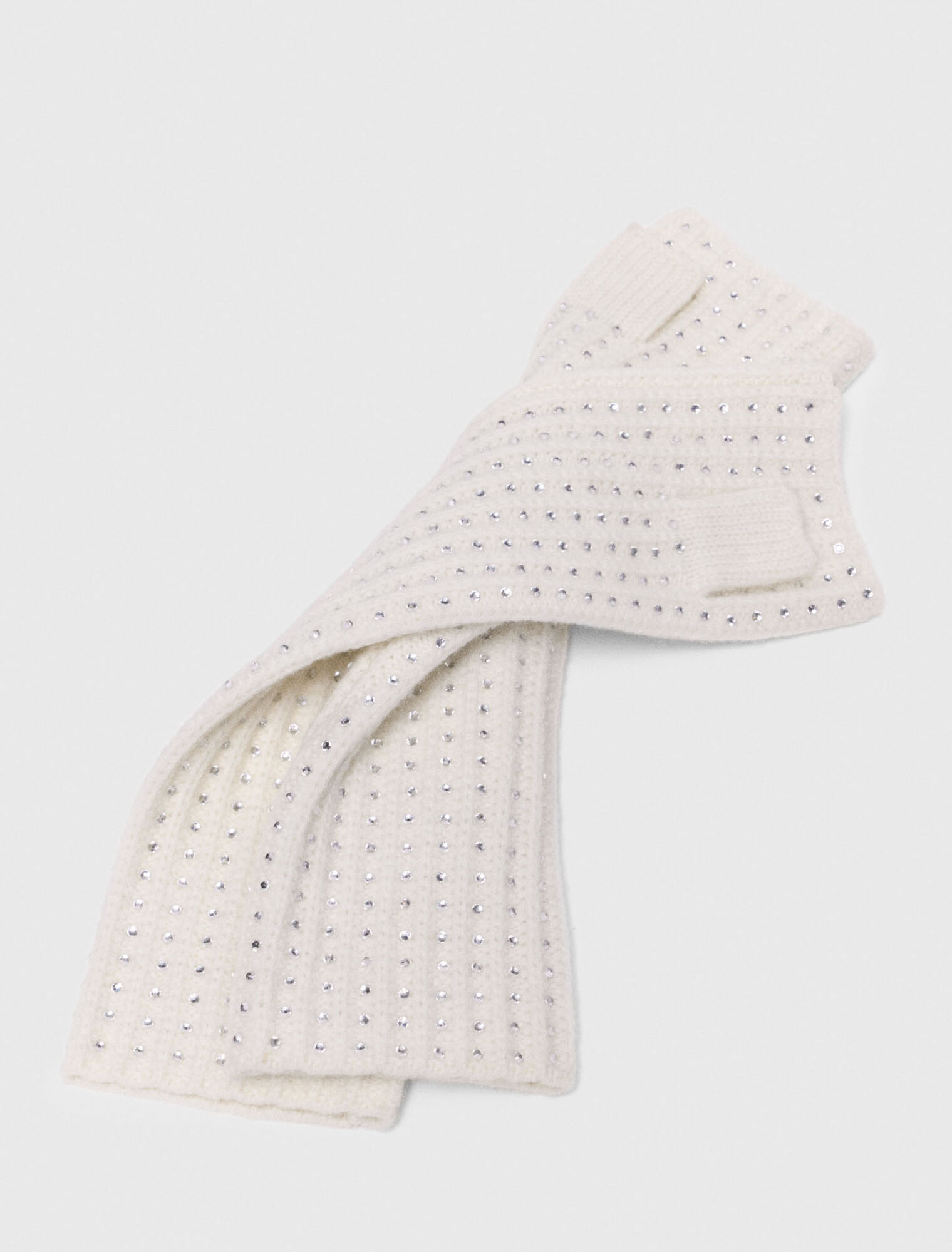 Woll-Halbhandschuhe mit Strass