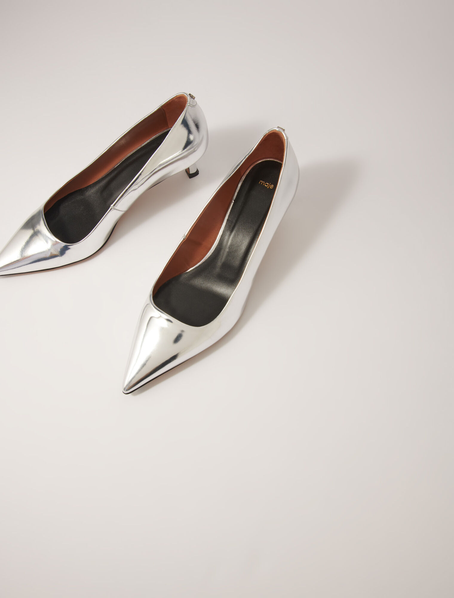 Spitze Lederpumps mit Spiegel-Optik
