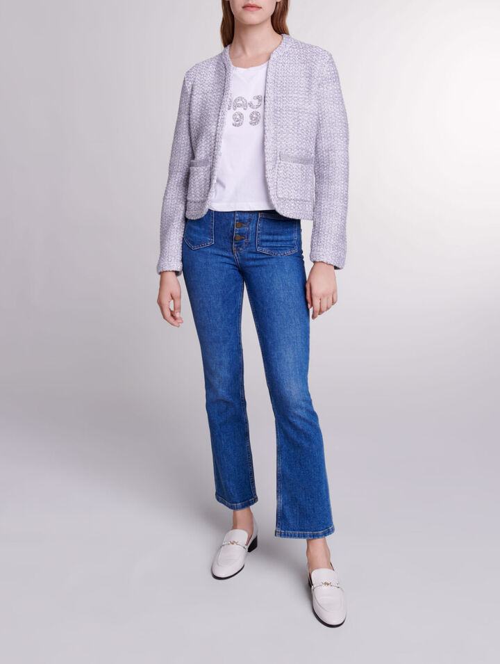 Strick-Cardigan in Tweed-Optik