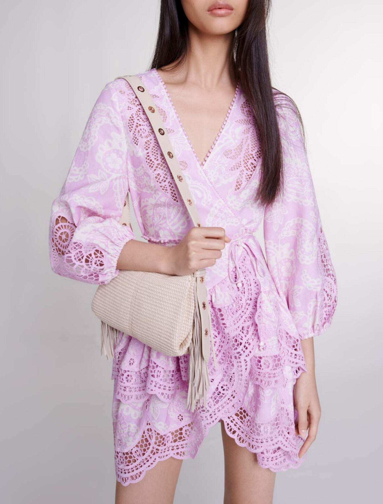 Bedrucktes Wickelkleid aus Leinen