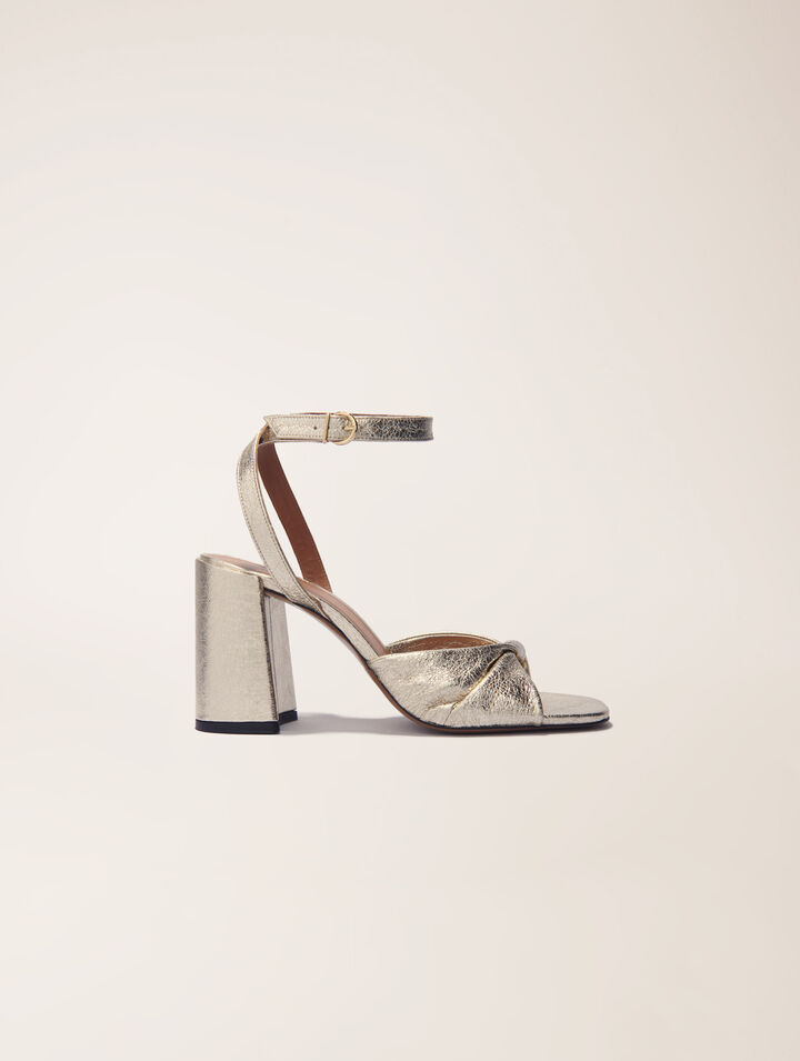 Absatzsandalen aus Metallicleder