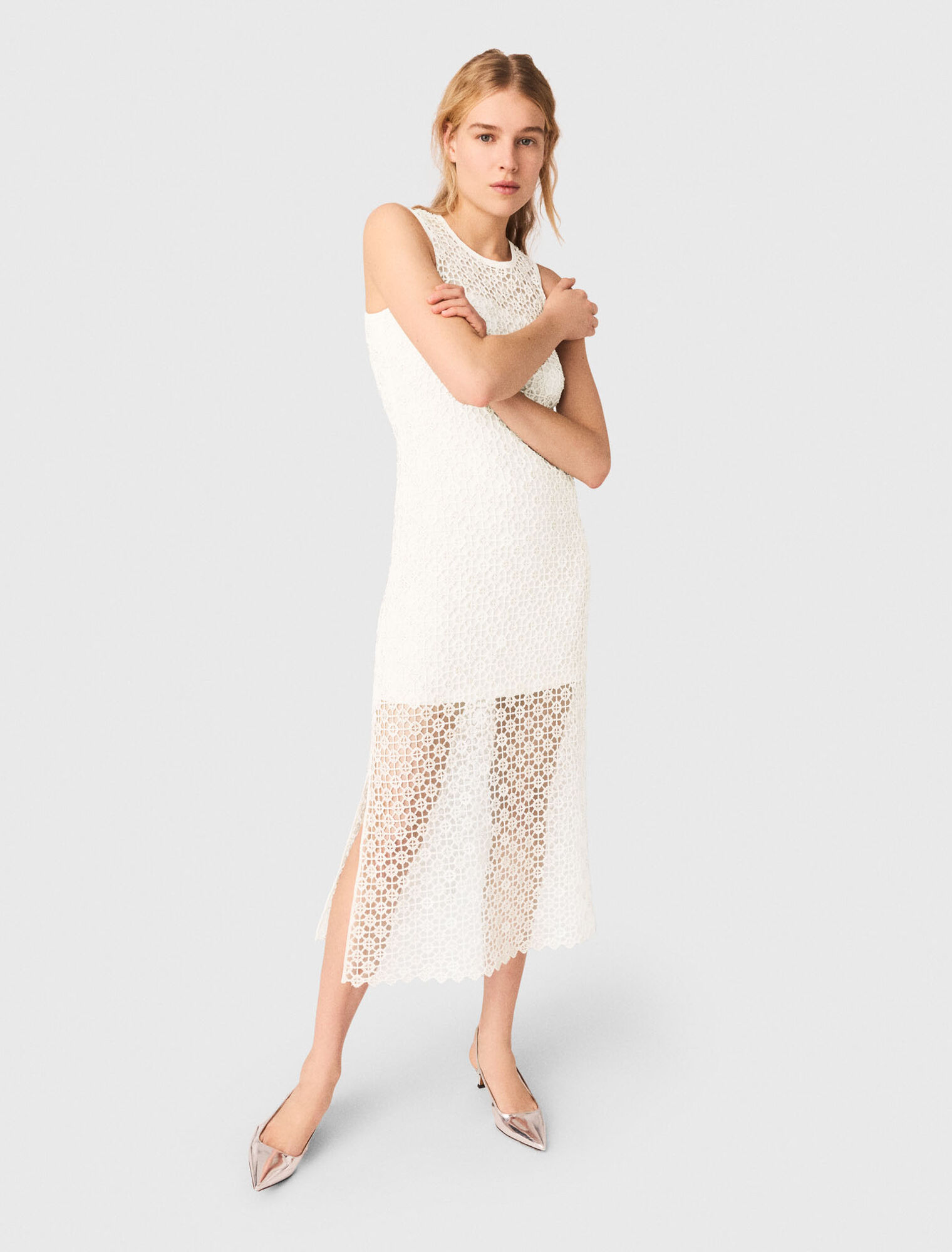 Langes H&auml;kelkleid mit Strass