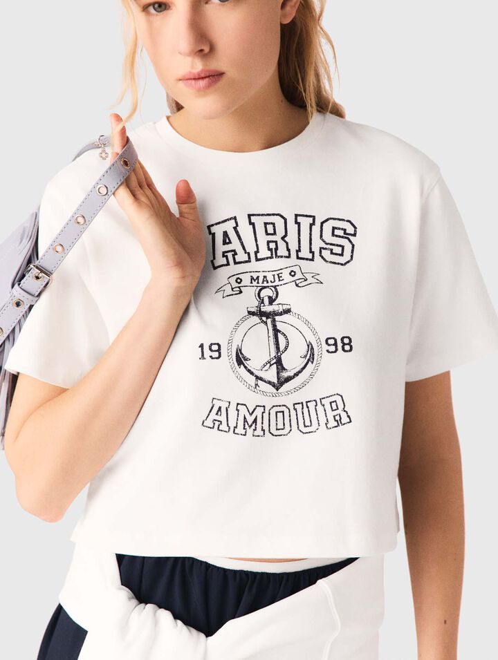 T-Shirt mit Marine-Print