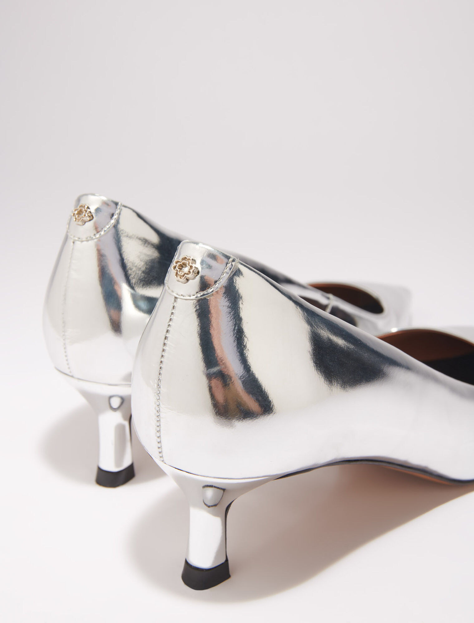 Spitze Lederpumps mit Spiegel-Optik