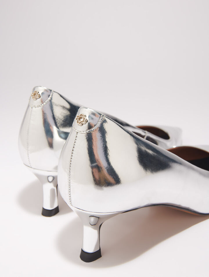 Spitze Lederpumps mit Spiegel-Optik