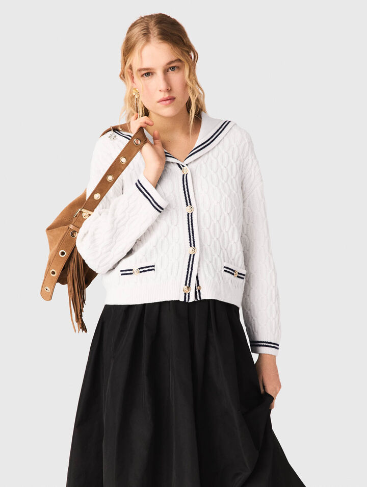 Langer Rock mit Kontrast-Taille