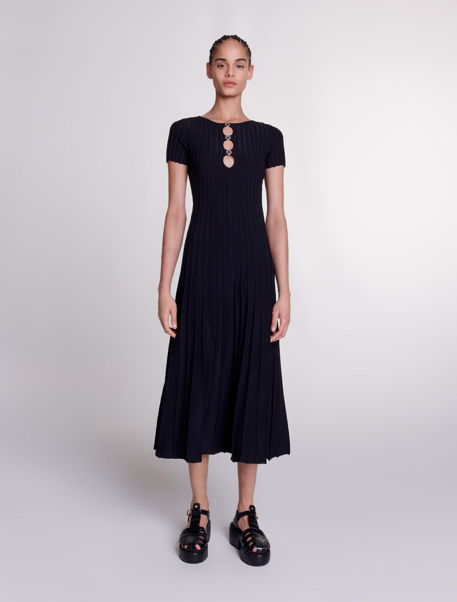 Langes Kleid aus Rippstrick