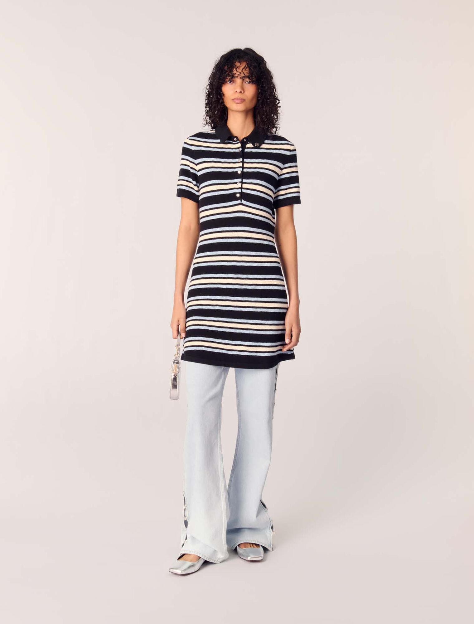 Gestreiftes Polokleid aus Strick