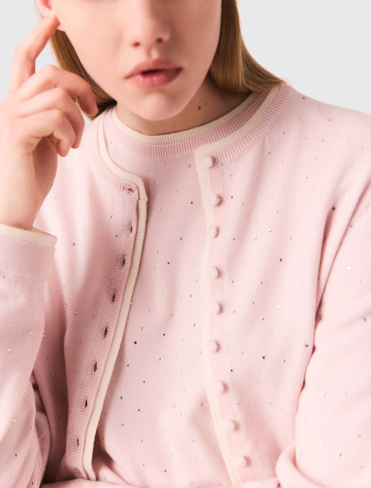Cardigan aus 100% Wolle mit Strass