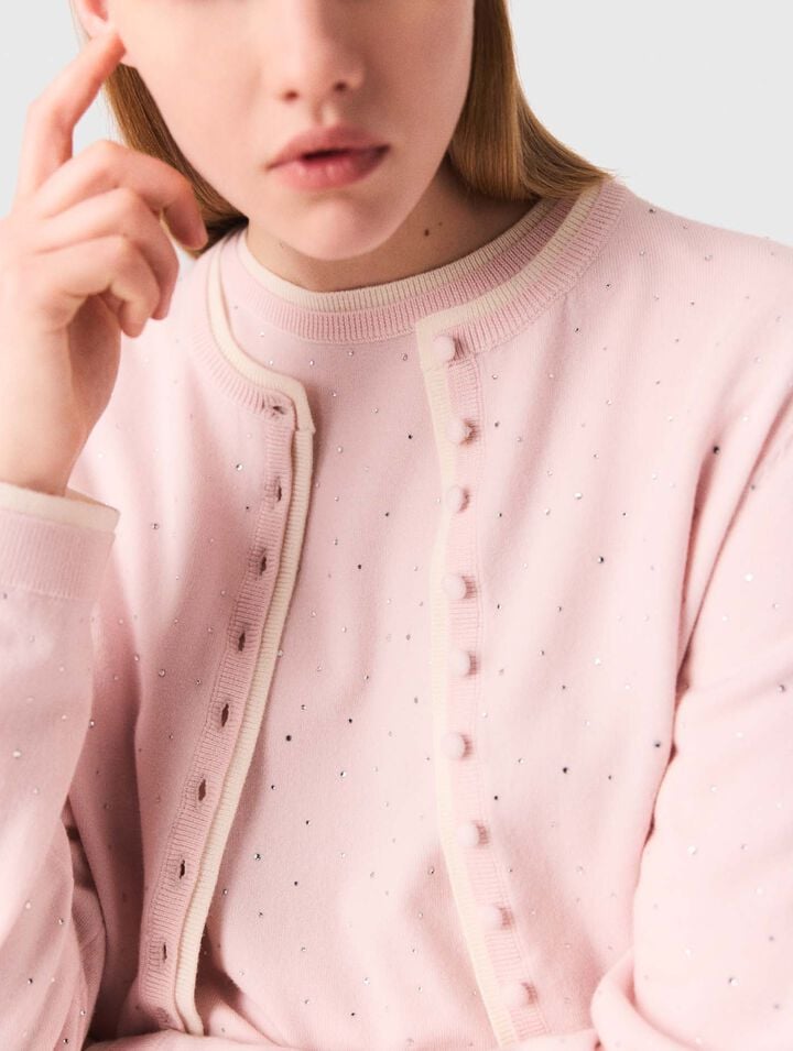 Cardigan aus 100% Wolle mit Strass