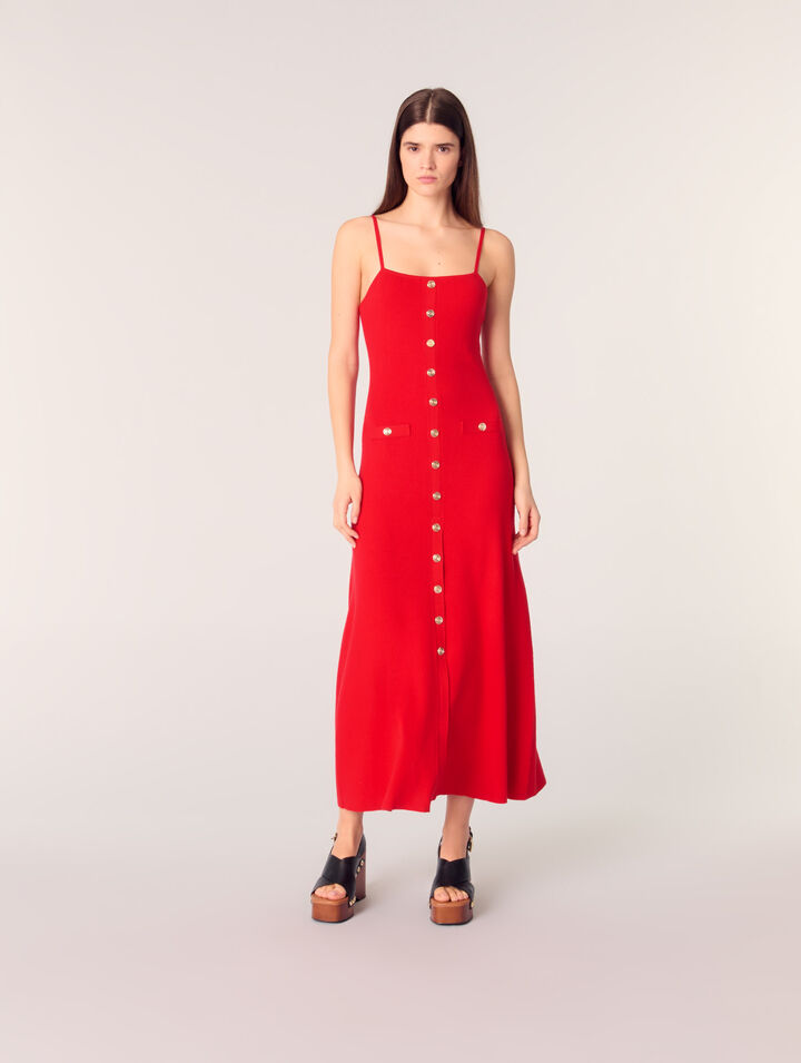 Langes Kleid aus Rippstrick