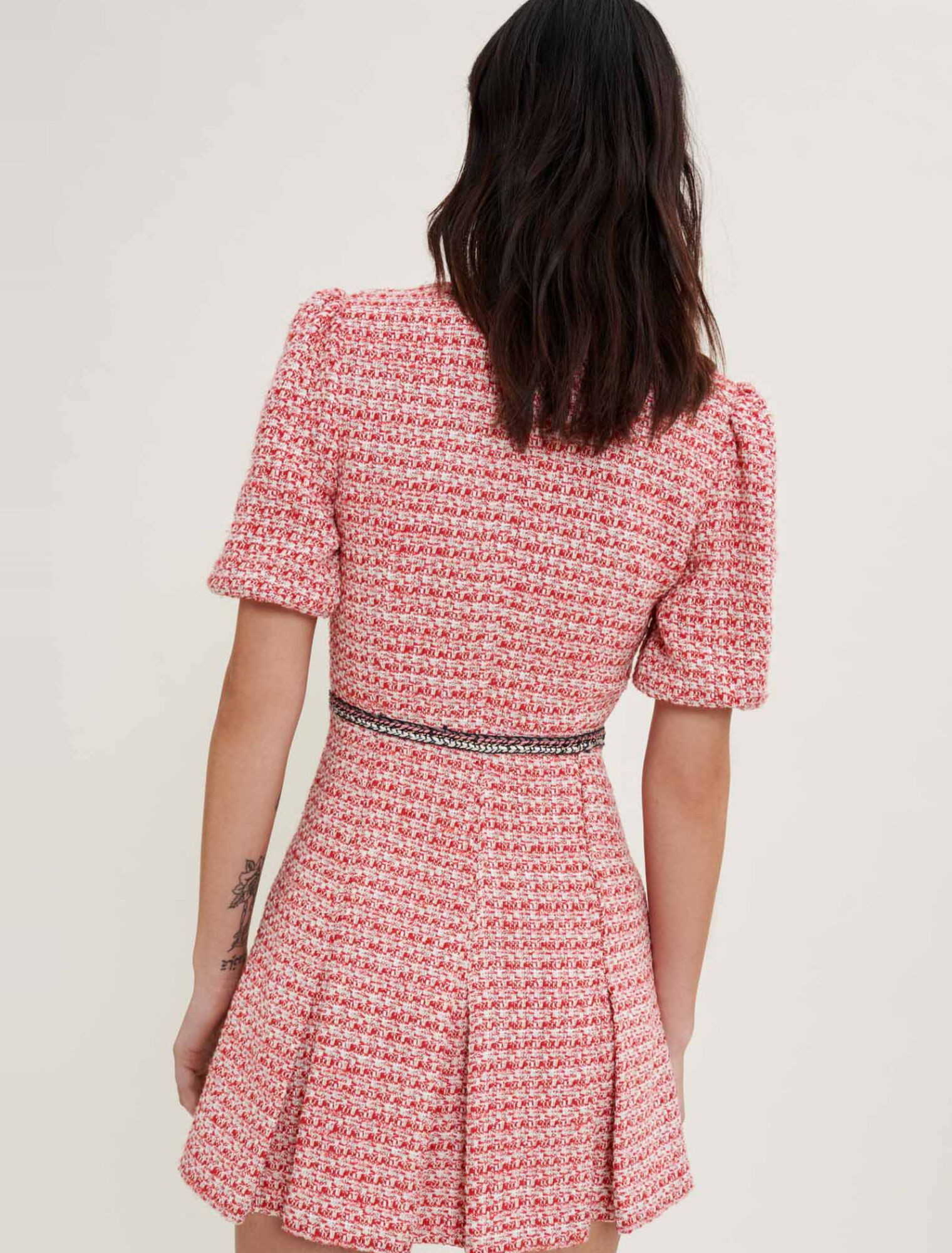 Tweed-Kleid mit Ethno-Borten