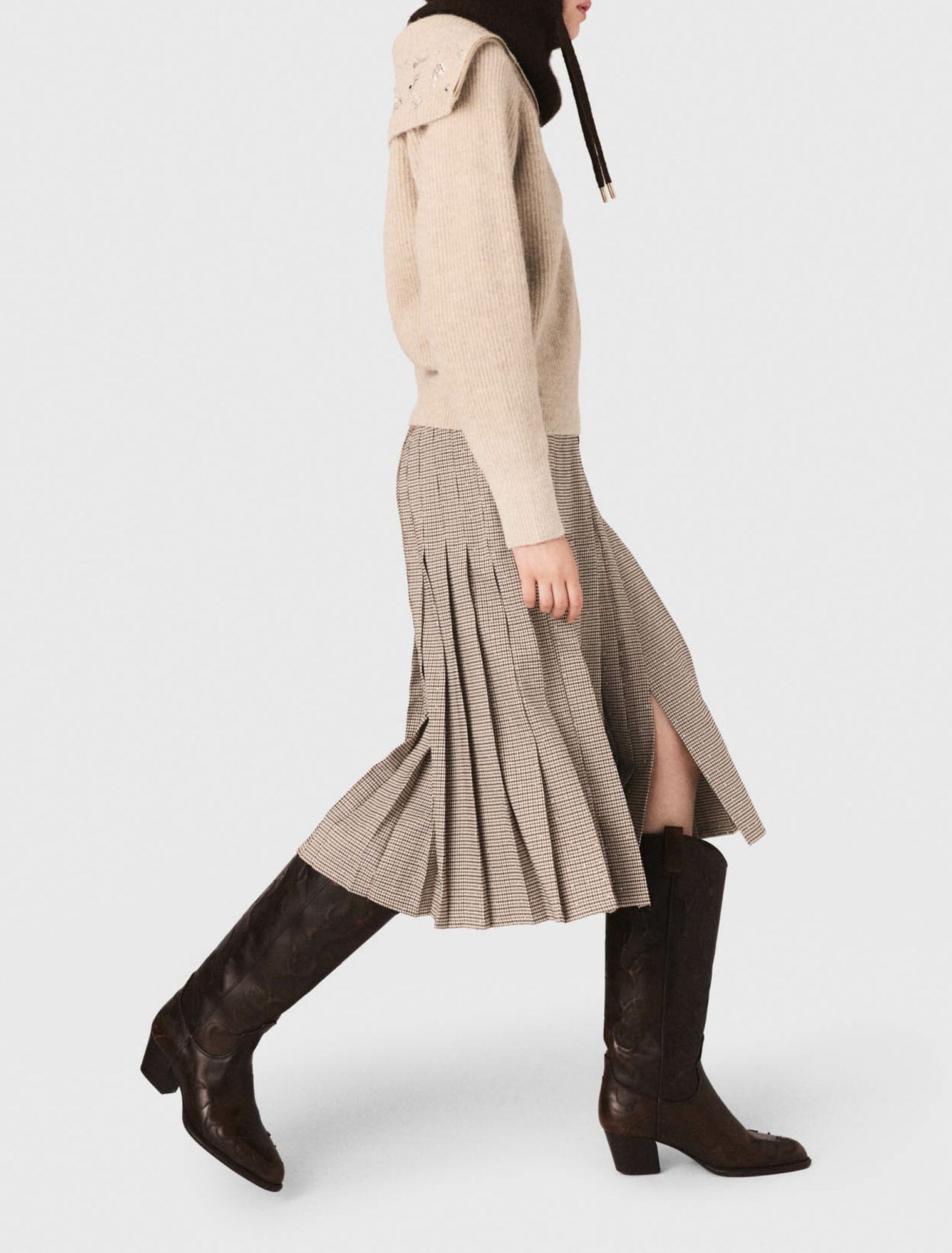 Strass-Pullover mit Rei&szlig;verschlusskragen