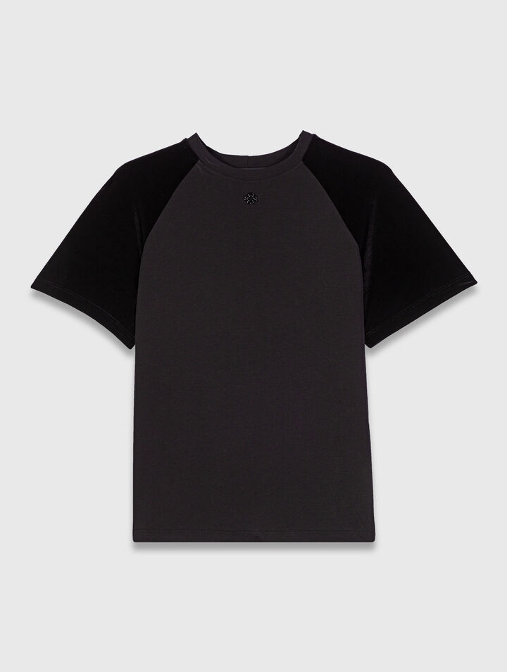 T-Shirt mit Samtärmeln