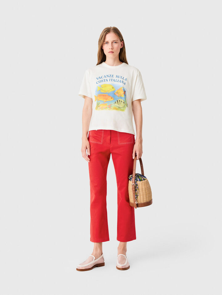 T-Shirt mit Fisch-Print