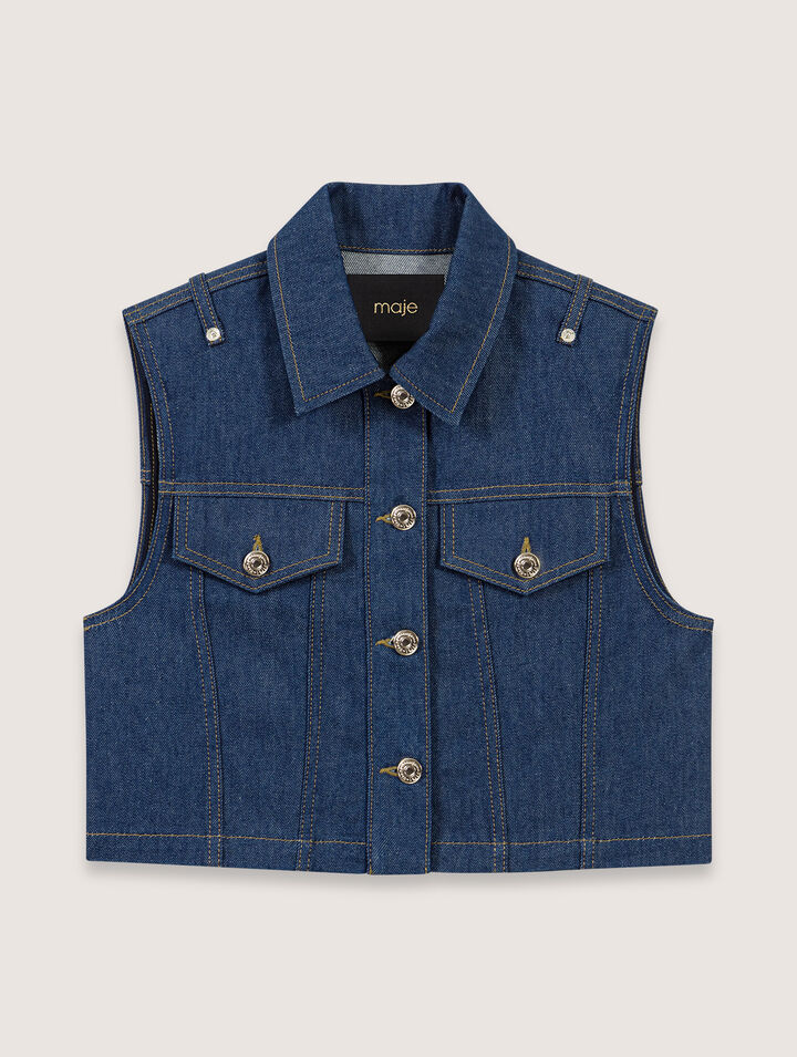 Kurze Weste aus Denim