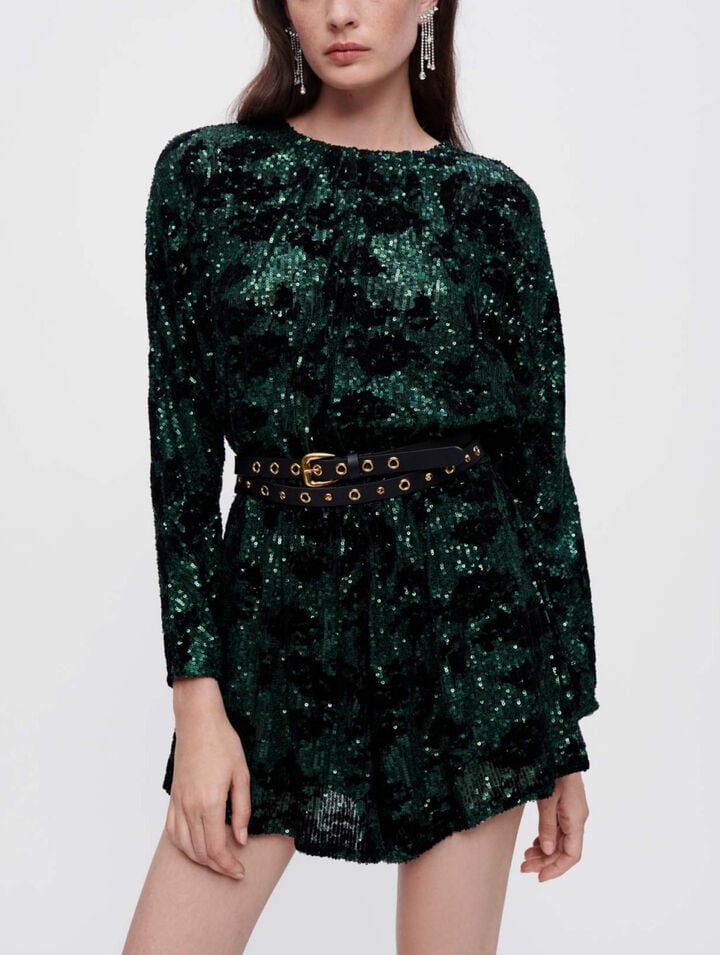 Short Jumpsuit mit Pailletten
