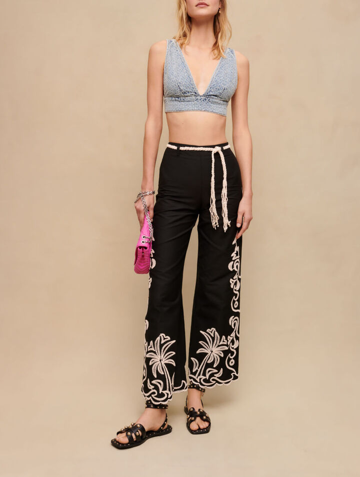Jeansbandeau mit Strass
