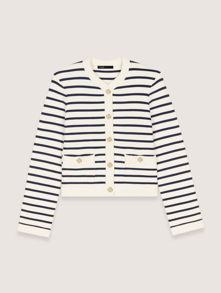 Gestreifte Strickjacke