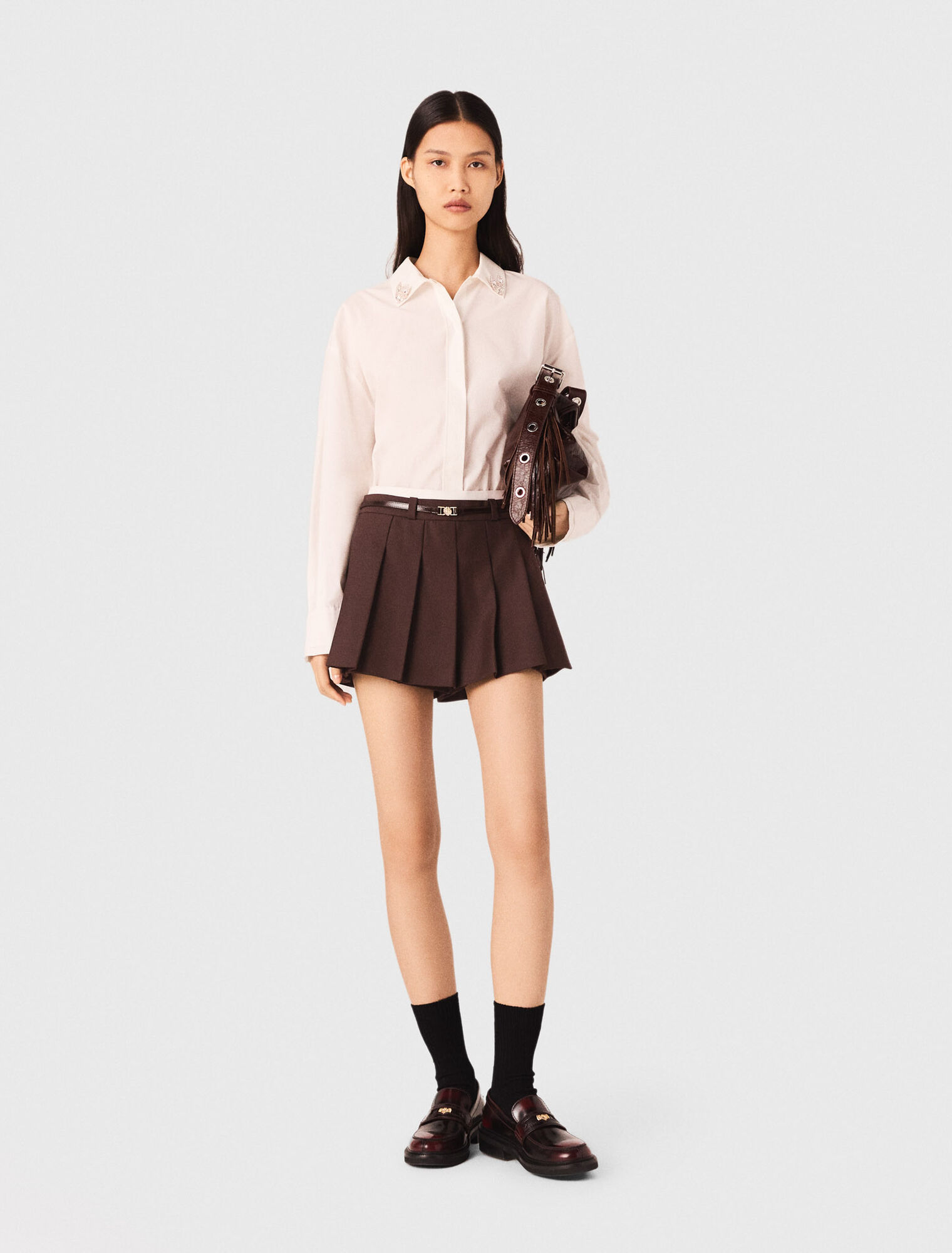 Plissierte Trompe-l'Œil-Shorts