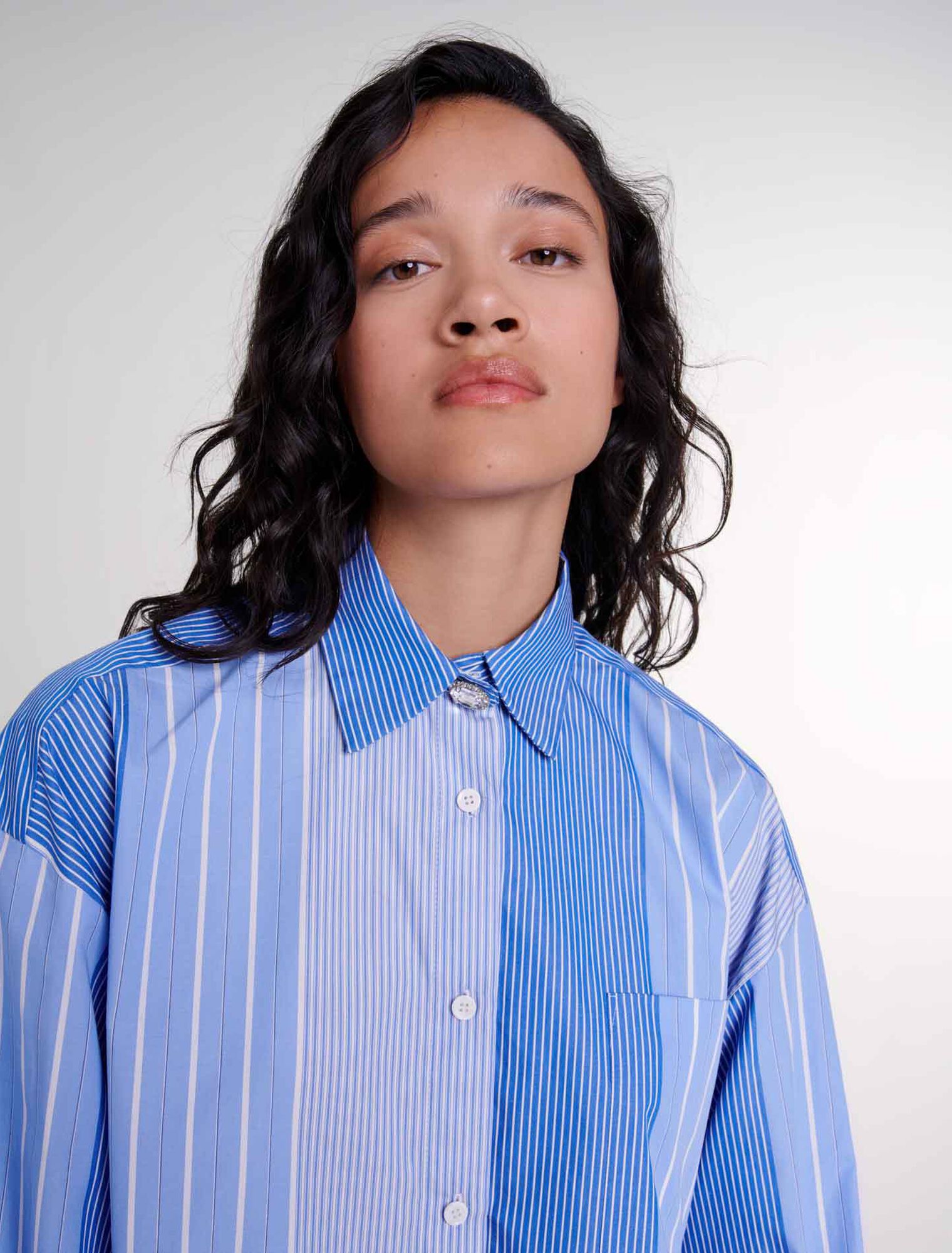 Gestreiftes Patchwork-Hemd 