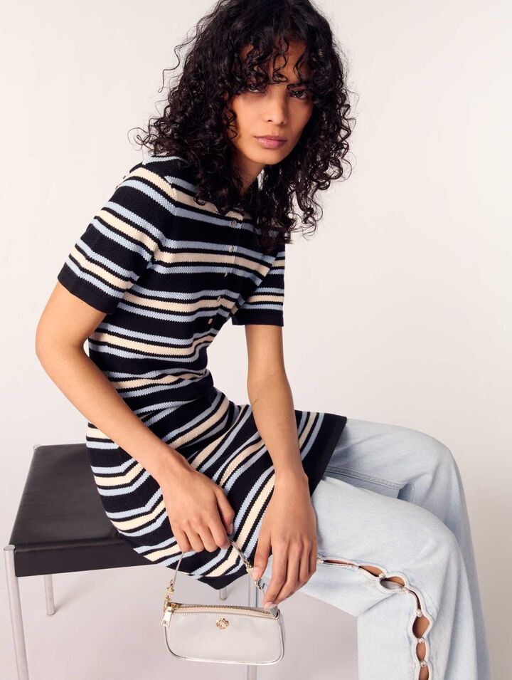 Gestreiftes Polokleid aus Strick
