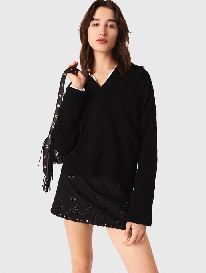 Cardigan mit offenem Polokragen