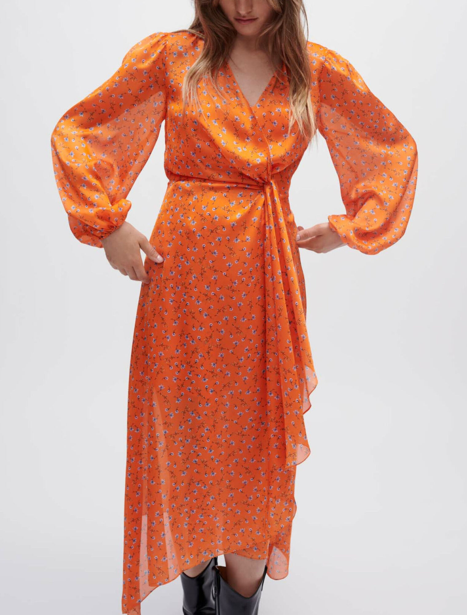 Kleid aus Satin mit Blumenprint