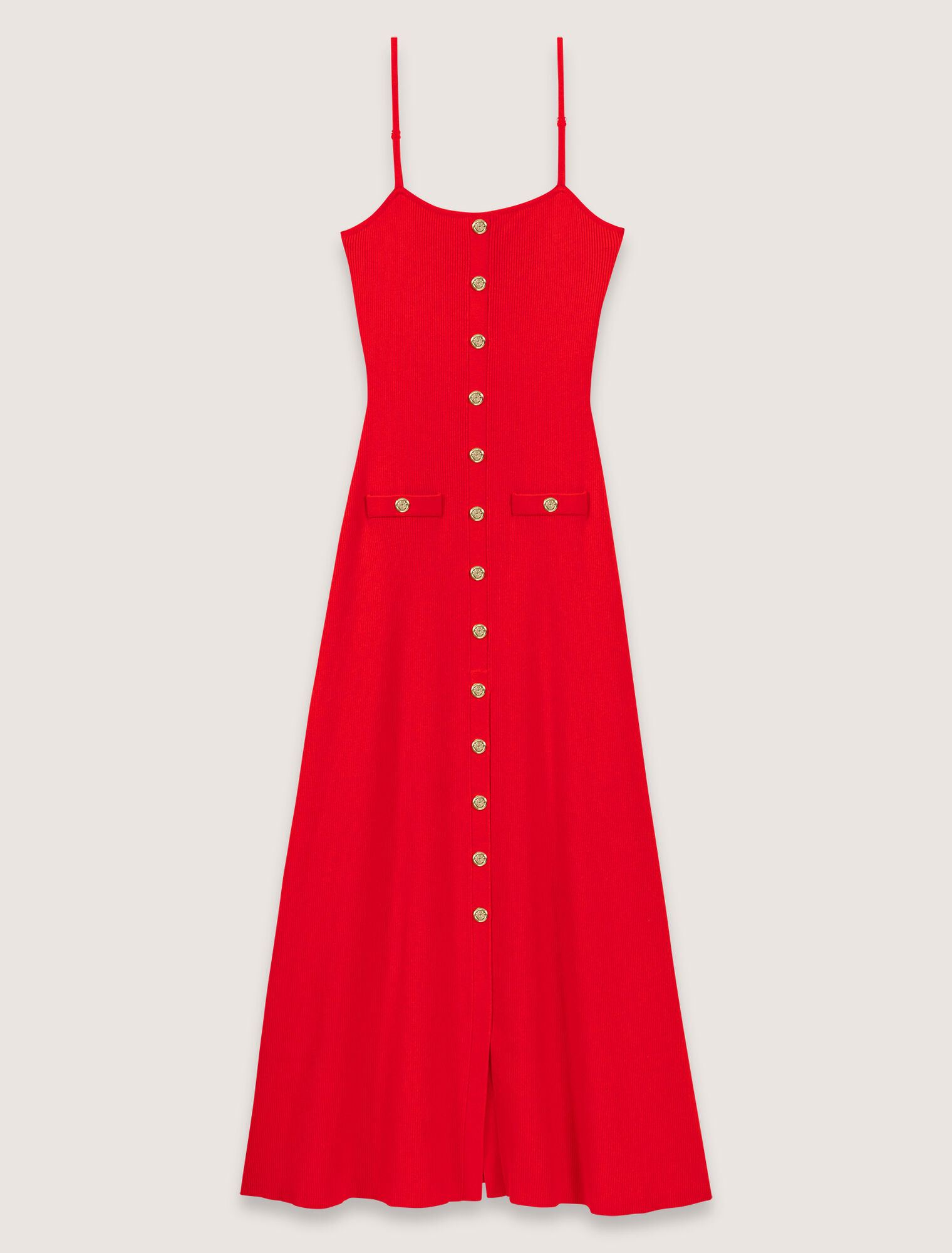 Langes Kleid aus Rippstrick
