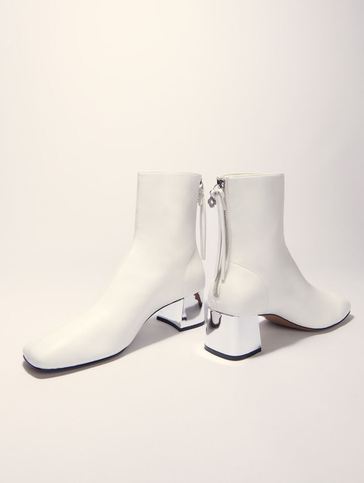 Lederstiefeletten mit eckiger Kappe