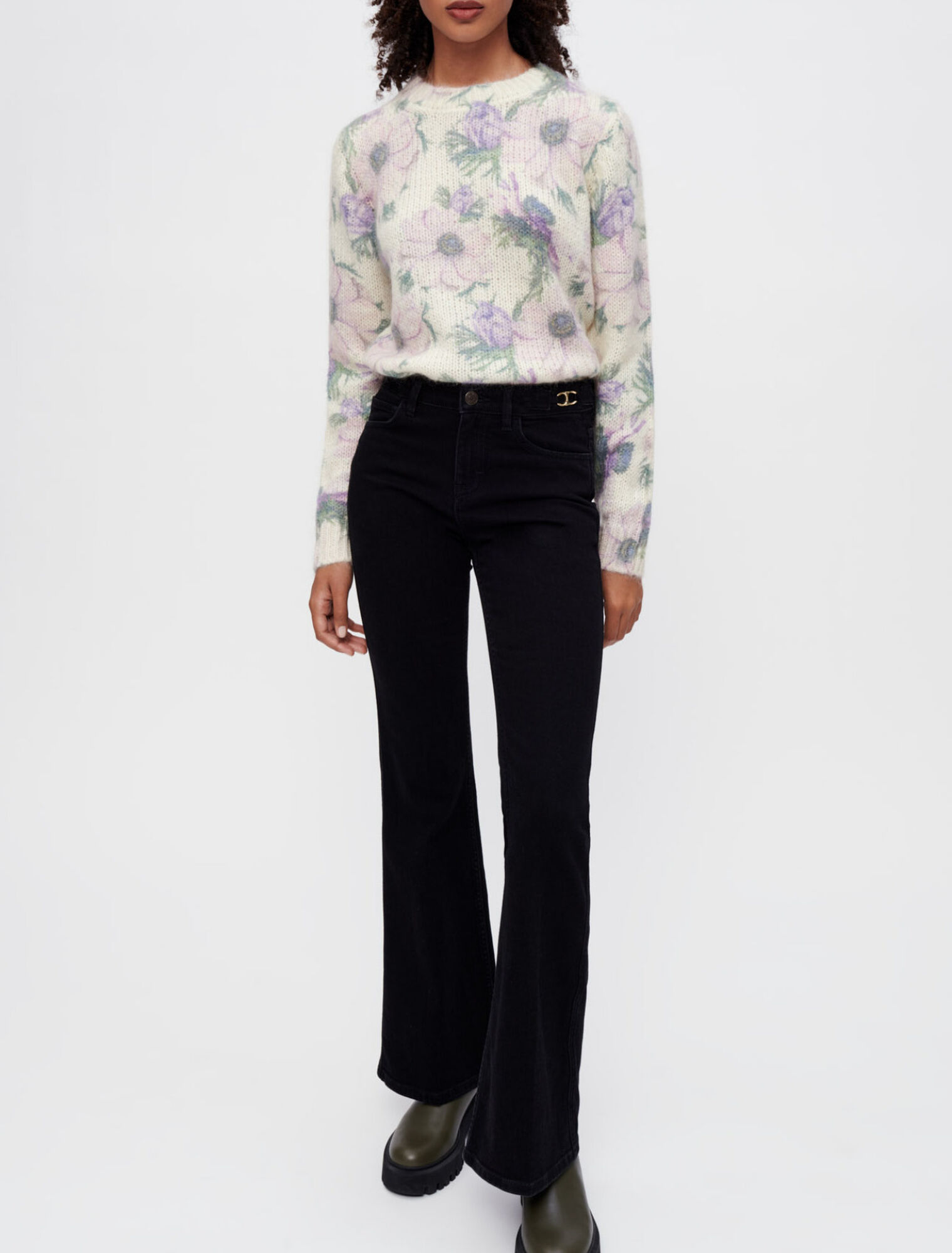 Flare-Jeans mit Korsage